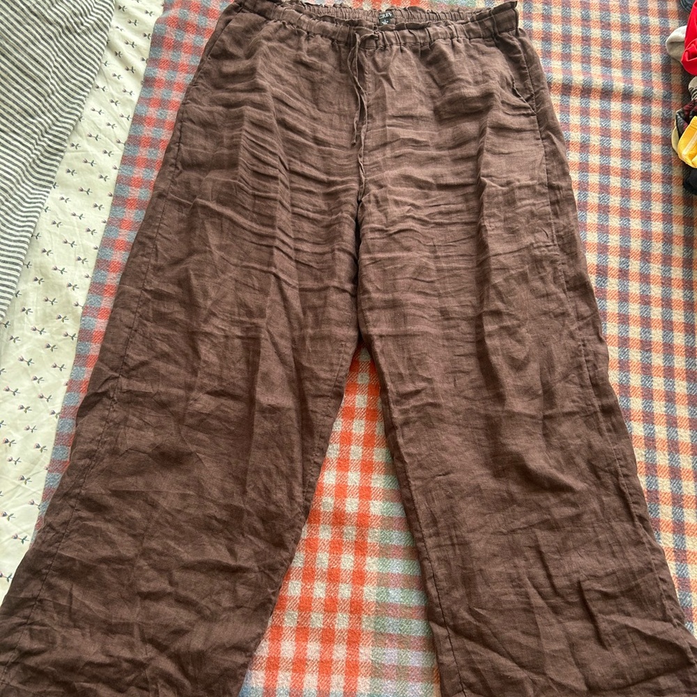 J. Crew Soleil brown linen pants